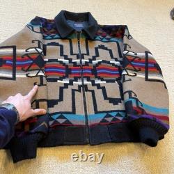 VTG 80s Pendleton High Grade Western Wear Wool Aztec Navajo Zip Up Jacket Size L