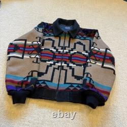 VTG 80s Pendleton High Grade Western Wear Wool Aztec Navajo Zip Up Jacket Size L