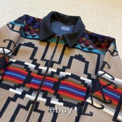 VTG 80s Pendleton High Grade Western Wear Wool Aztec Navajo Zip Up Jacket Size L