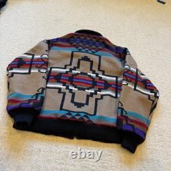 VTG 80s Pendleton High Grade Western Wear Wool Aztec Navajo Zip Up Jacket Size L