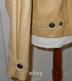 VTG 80s WESTERN TAN LEATHER FRINGE INDIAN HEAD NICKEL BUTTONS CONCHOS JACKETL