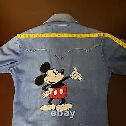 VTG Antonio Guiseppe Disney Denim Jacket LG XL Mickey Mouse Snap 60s 70s Western
