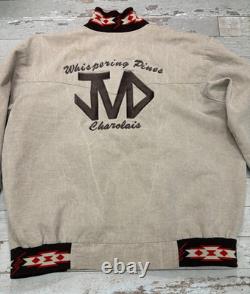 VTG Brassada Western Bomber Jacket Whispering Pines Charolais Cattle Logo XL USA