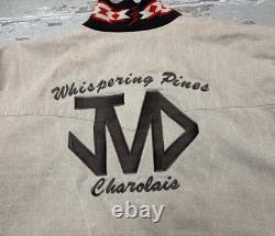 VTG Brassada Western Bomber Jacket Whispering Pines Charolais Cattle Logo XL USA