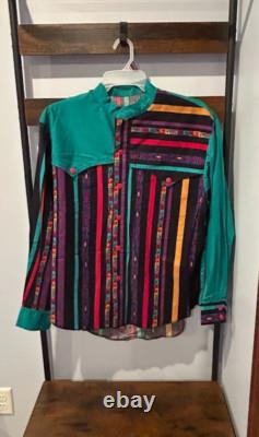 VTG Brushpopper Southwestern Aztec Western Button Up Shirt Cowboy Men Sz L RARE