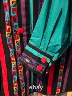 VTG Brushpopper Southwestern Aztec Western Button Up Shirt Cowboy Men Sz L RARE