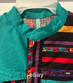 VTG Brushpopper Southwestern Aztec Western Button Up Shirt Cowboy Men Sz L RARE
