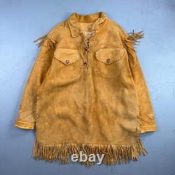 VTG Buckskin Montana Jacket Leather Fringe Western Leather Cowboy Suede 70s