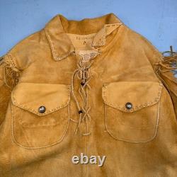 VTG Buckskin Montana Jacket Leather Fringe Western Leather Cowboy Suede 70s