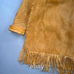 VTG Buckskin Montana Jacket Leather Fringe Western Leather Cowboy Suede 70s