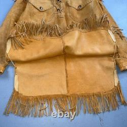 VTG Buckskin Montana Jacket Leather Fringe Western Leather Cowboy Suede 70s
