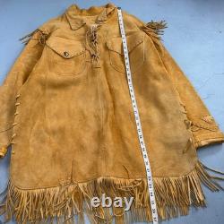 VTG Buckskin Montana Jacket Leather Fringe Western Leather Cowboy Suede 70s