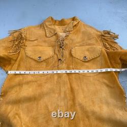 VTG Buckskin Montana Jacket Leather Fringe Western Leather Cowboy Suede 70s