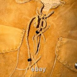 VTG Buckskin Montana Jacket Leather Fringe Western Leather Cowboy Suede 70s