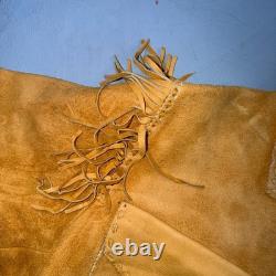 VTG Buckskin Montana Jacket Leather Fringe Western Leather Cowboy Suede 70s