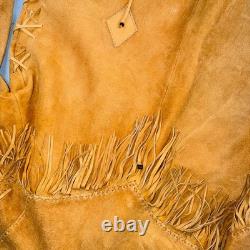 VTG Buckskin Montana Jacket Leather Fringe Western Leather Cowboy Suede 70s
