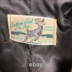 VTG Deerskin Western Leather Fringed Cowboy Jacket Custom Coat Co. Mens XL Brown