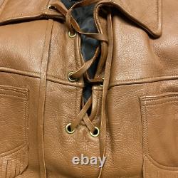 VTG Deerskin Western Leather Fringed Cowboy Jacket Custom Coat Co. Mens XL Brown