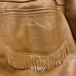 VTG Deerskin Western Leather Fringed Cowboy Jacket Custom Coat Co. Mens XL Brown