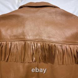 VTG Deerskin Western Leather Fringed Cowboy Jacket Custom Coat Co. Mens XL Brown