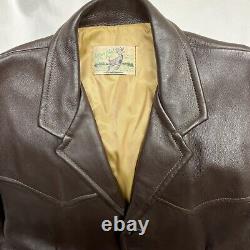 VTG Deerskin Western Leather Jacket Blazer Custom Coat Co. Mens M/L Dark Brown