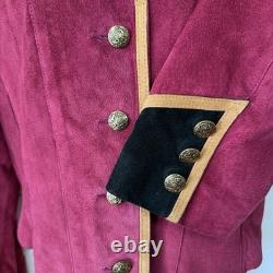VTG Frontier Western Leather Fringe Jacket Beaded Cowgirl Rodeo Motorcycle M/L