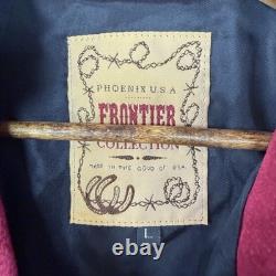 VTG Frontier Western Leather Fringe Jacket Beaded Cowgirl Rodeo Motorcycle M/L