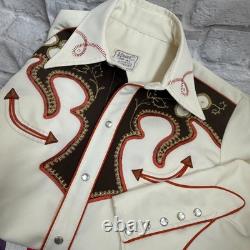 VTG H Bar C California Ranchwear Cowboy Western Shirt Med Embroidered Long Tail