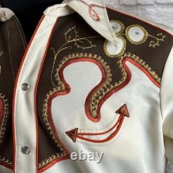VTG H Bar C California Ranchwear Cowboy Western Shirt Med Embroidered Long Tail