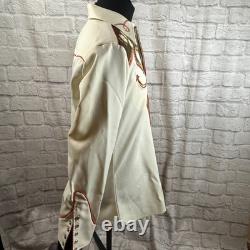 VTG H Bar C California Ranchwear Cowboy Western Shirt Med Embroidered Long Tail