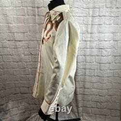 VTG H Bar C California Ranchwear Cowboy Western Shirt Med Embroidered Long Tail