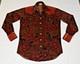 VTG Handmade Mens Western Pearl Snap Shirt Size L 70s Yoke Maroon Paisley Velour