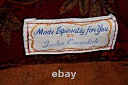 VTG Handmade Mens Western Pearl Snap Shirt Size L 70s Yoke Maroon Paisley Velour