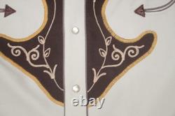 VTG LARGE H-BAR-C ROCKABILLY ELDORADO RANCHWEAR TAN WESTERN Shirt PEARL