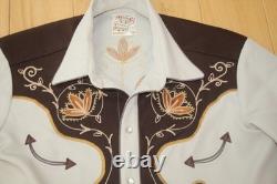 VTG LARGE H-BAR-C ROCKABILLY ELDORADO RANCHWEAR TAN WESTERN Shirt PEARL