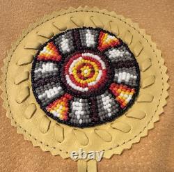 VTG LARIAT XL Western Native American Beaded Fringe Leather Jacket USA Stunnng