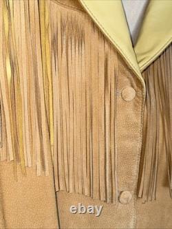 VTG LARIAT XL Western Native American Beaded Fringe Leather Jacket USA Stunnng