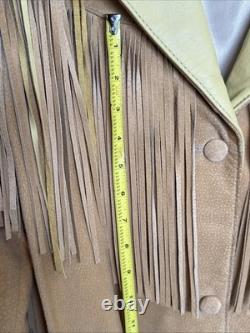 VTG LARIAT XL Western Native American Beaded Fringe Leather Jacket USA Stunnng