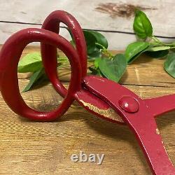 VTG Metal Ice Block Tongs Farm Primitive Western Decor Red Paint Large Handle