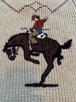 VTG Miller Outer Wear Bucking Bronco Western Cowboy Horse Cardigan Sweater XL