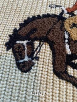VTG Miller Outer Wear Bucking Bronco Western Cowboy Horse Cardigan Sweater XL