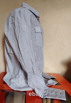 VTG NEW 1980's Border Town Blue/Gold Thread (Lurex) Stripe L/S Western Shirt L VTG NEW 1980's Border Town Blue/Gold Thread (Lurex) Stripe L/S Western Shirt L