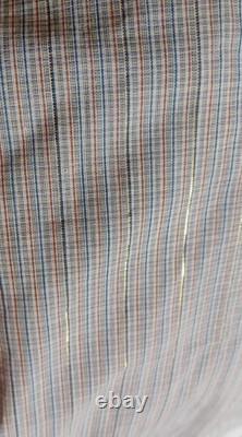 VTG NEW 1980's Border Town Blue/Gold Thread (Lurex) Stripe L/S Western Shirt L