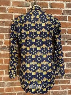 VTG NOS 50s 60s Mens Collar Shirt Allover Print Western Ely Pearl Snaps Large
