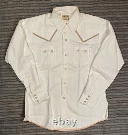 VTG NOS Dee Cee Button Front Shirt White Western Wear Large Sawtooth Pearl Snaps