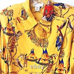 VTG. Native American Indian General Custer Rayon Western Bib Front Shirt M/L