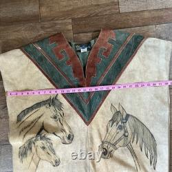 VTG OS Van Dyke Leather Western Poncho Equestrian Fringed RARE Mexico Made 19714