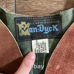 VTG OS Van Dyke Leather Western Poncho Equestrian Fringed RARE Mexico Made 19714