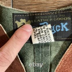 VTG OS Van Dyke Leather Western Poncho Equestrian Fringed RARE Mexico Made 19714