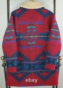 VTG PENDLETON Size 42 Large Wool Shearling Shawl Southwest Aztec Jacket Mens